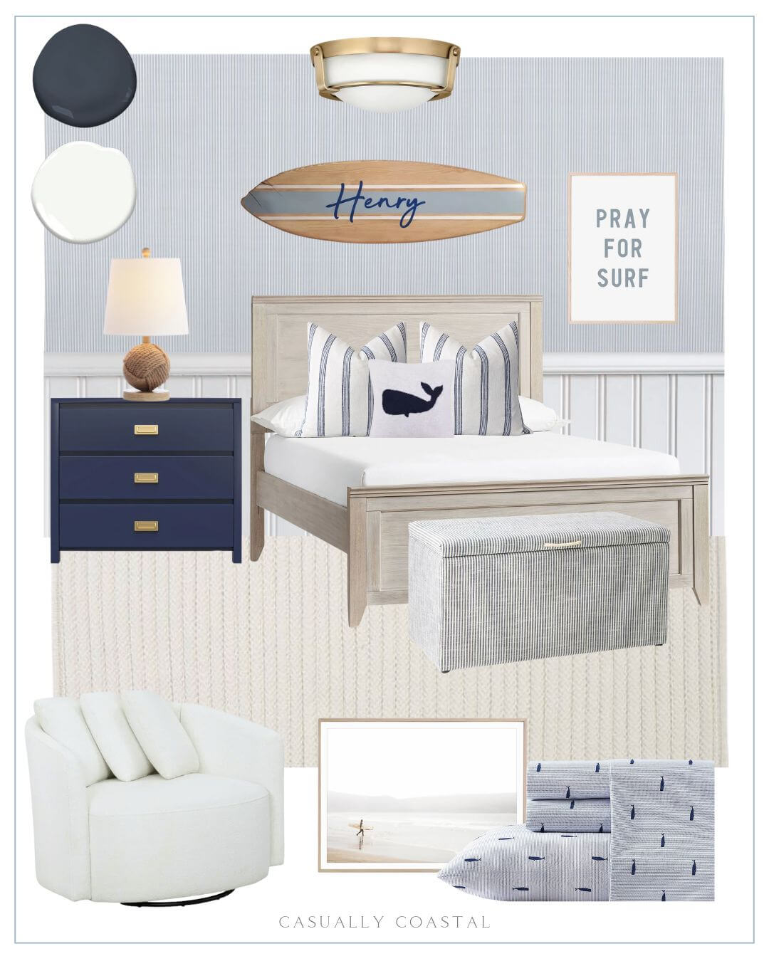 nautical boy's room graphic mood board